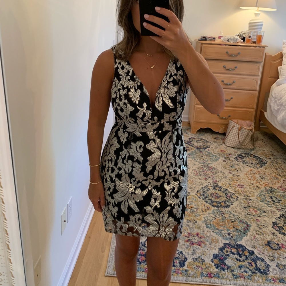 Ark & Co. Black Dress with Silver Sequins!